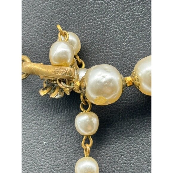 Vintage Miriam Haskell Baroque-Style Faux Pearl Choker-Necklace, Cluster Clasp - Picture 12 of 13